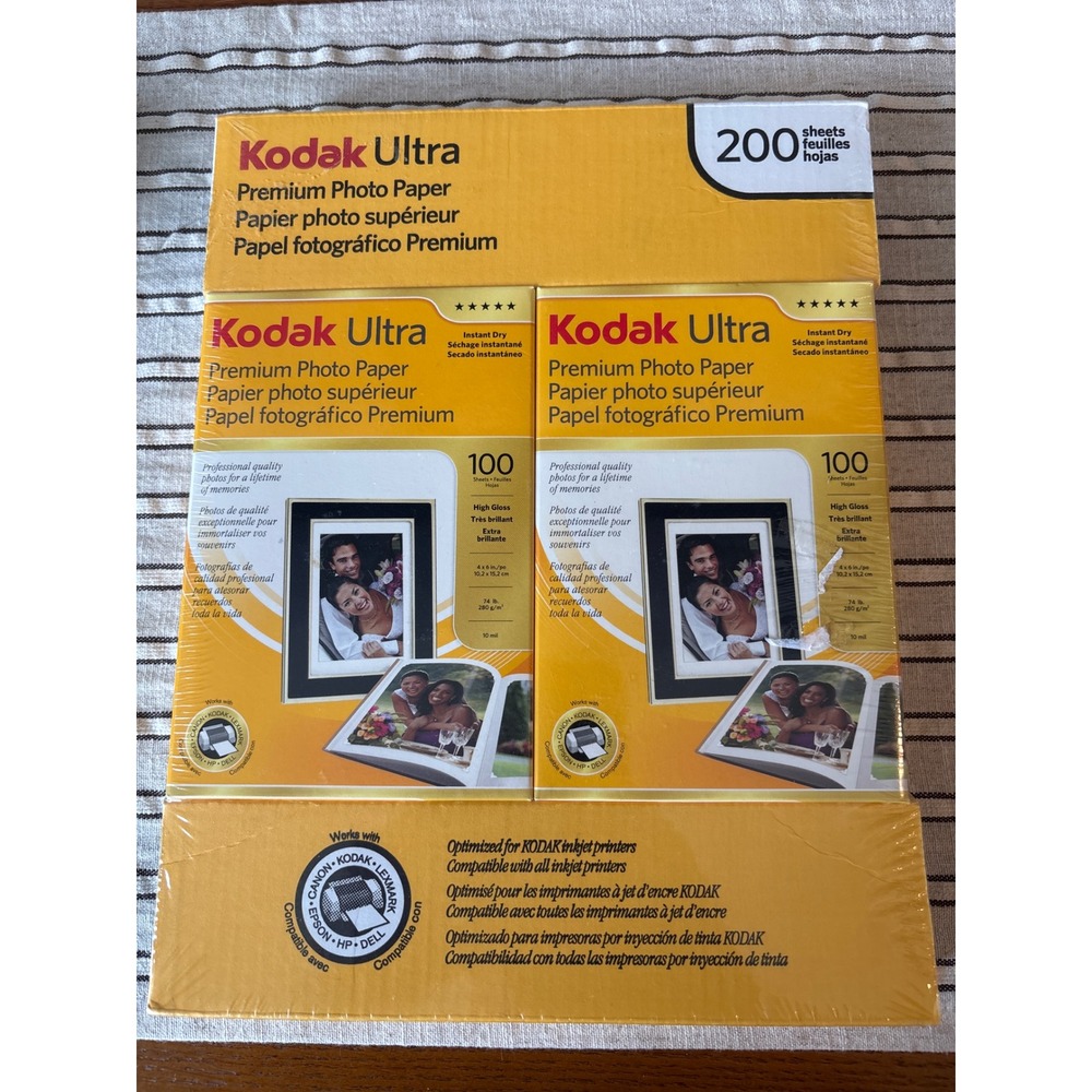 Kodak Ultra Premium Photo Paper 4x6 200 Sheets High Gloss Inkjet Printing New
